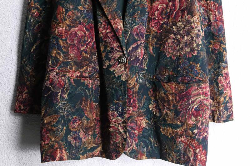 botanical jacquard pattern easy tailored jacket