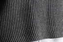 melange gray short length knit hoodie