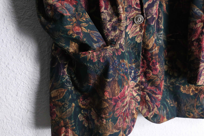 botanical jacquard pattern easy tailored jacket