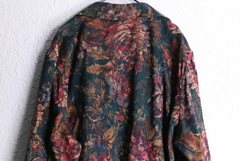 botanical jacquard pattern easy tailored jacket
