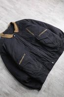 black leather switch bomber jacket