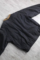 black leather switch bomber jacket