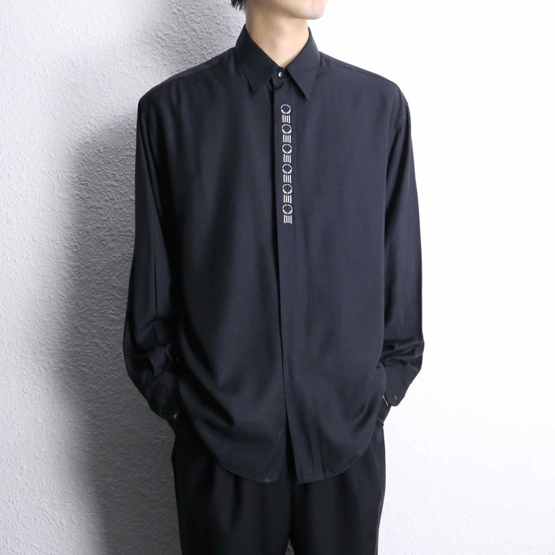 black embroidery design rayon shirt