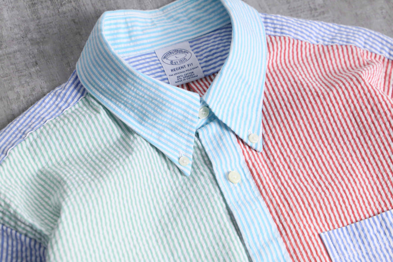 “Brooks Brothers” light color seersucker shirt
