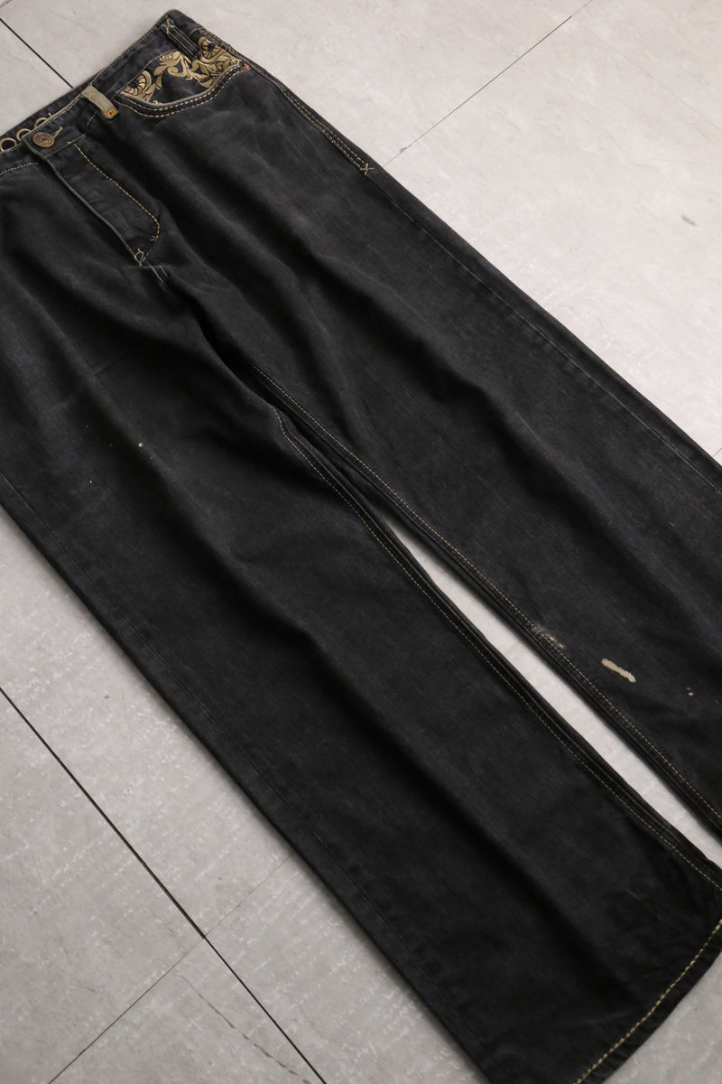 “COOGI” Maria embroidery black buggy denim