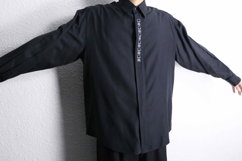 black embroidery design rayon shirt