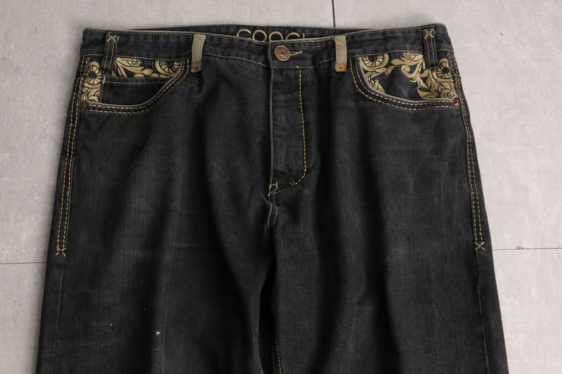 “COOGI” Maria embroidery black buggy denim