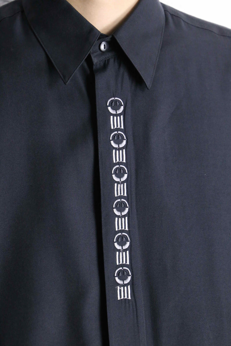 black embroidery design rayon shirt