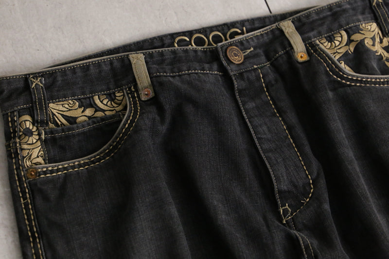 “COOGI” Maria embroidery black buggy denim