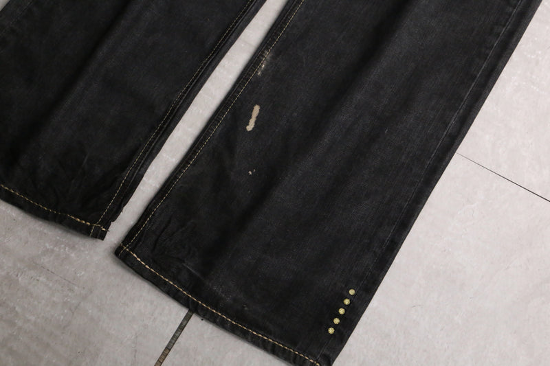 “COOGI” Maria embroidery black buggy denim