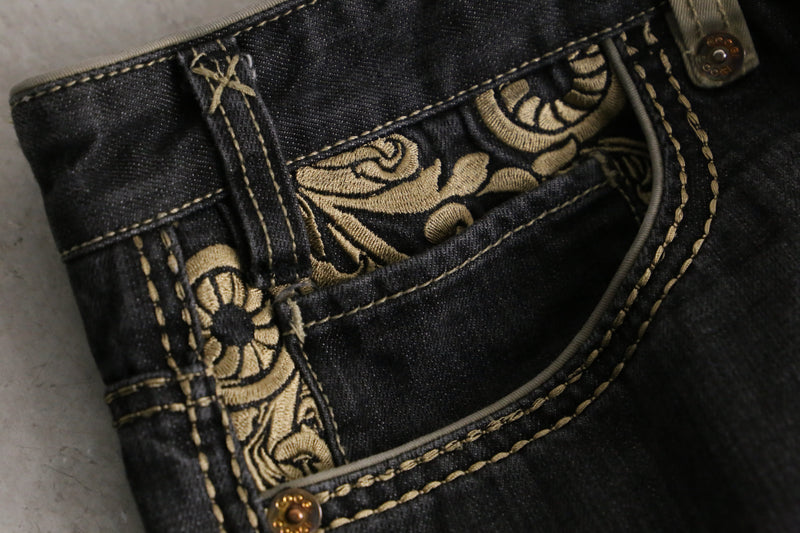 “COOGI” Maria embroidery black buggy denim