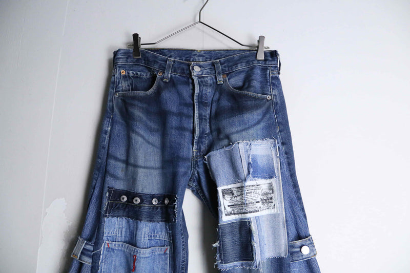 Re:make patchwork design wide buggy flare denim