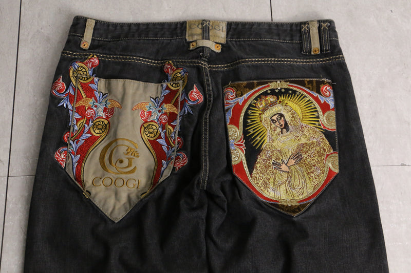 “COOGI” Maria embroidery black buggy denim