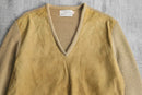 60’s knit × suede switch design V-neck knit