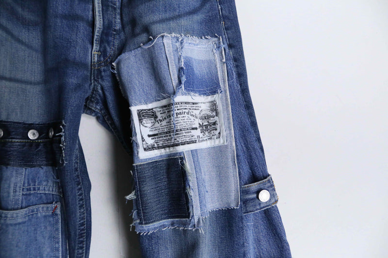 Re:make patchwork design wide buggy flare denim