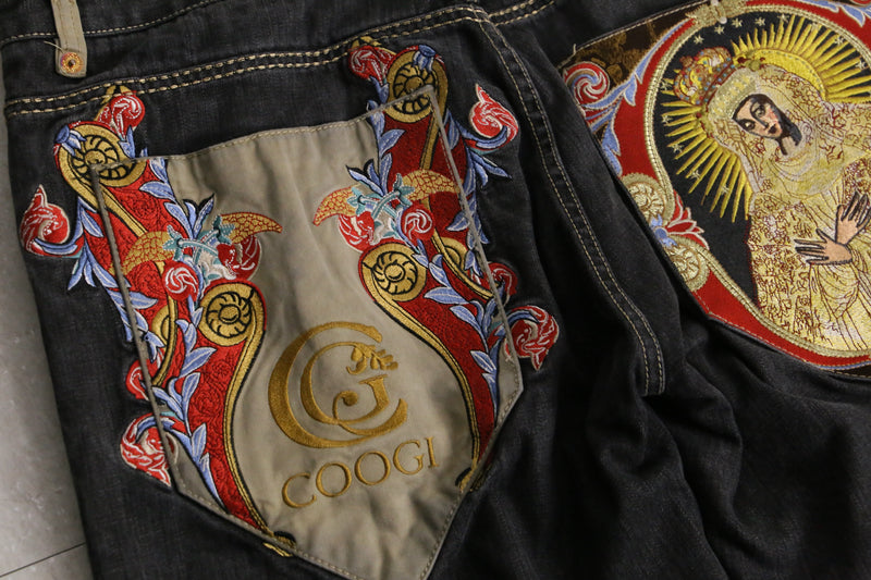 “COOGI” Maria embroidery black buggy denim