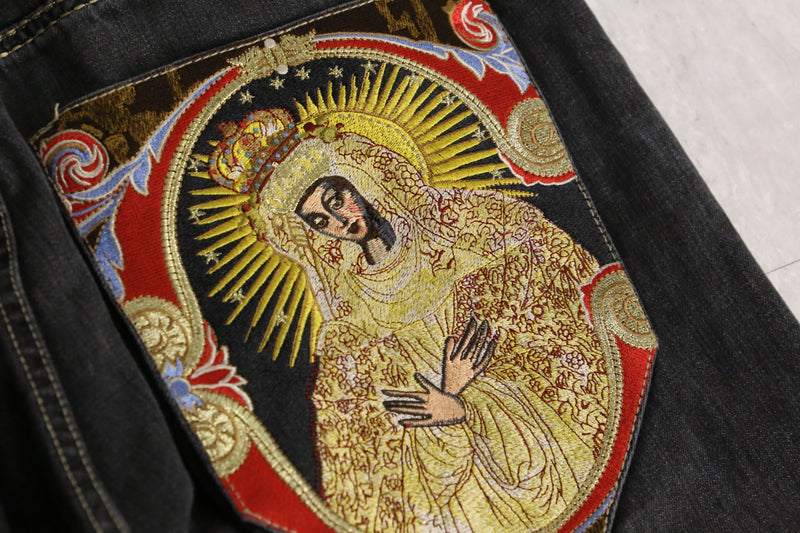 “COOGI” Maria embroidery black buggy denim