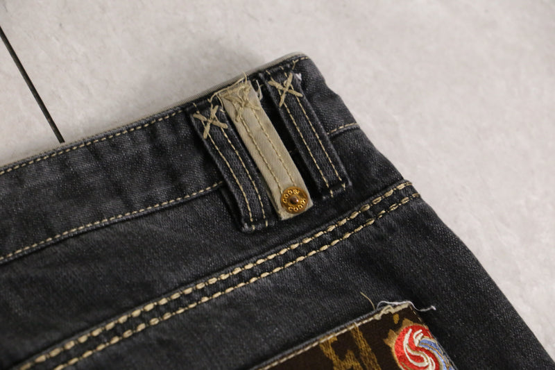 “COOGI” Maria embroidery black buggy denim