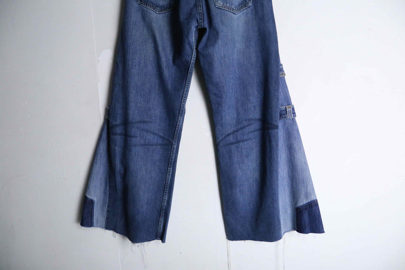 Re:make patchwork design wide buggy flare denim