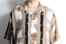 “PRONTI” art stripe pattern open collar S/S shirt