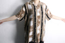 “PRONTI” art stripe pattern open collar S/S shirt