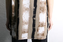 “PRONTI” art stripe pattern open collar S/S shirt
