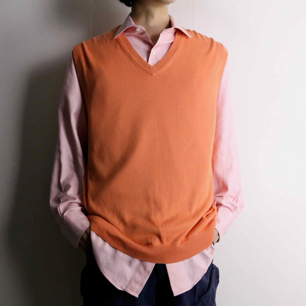 "Brooks Brothers" orange color cotton knit vest