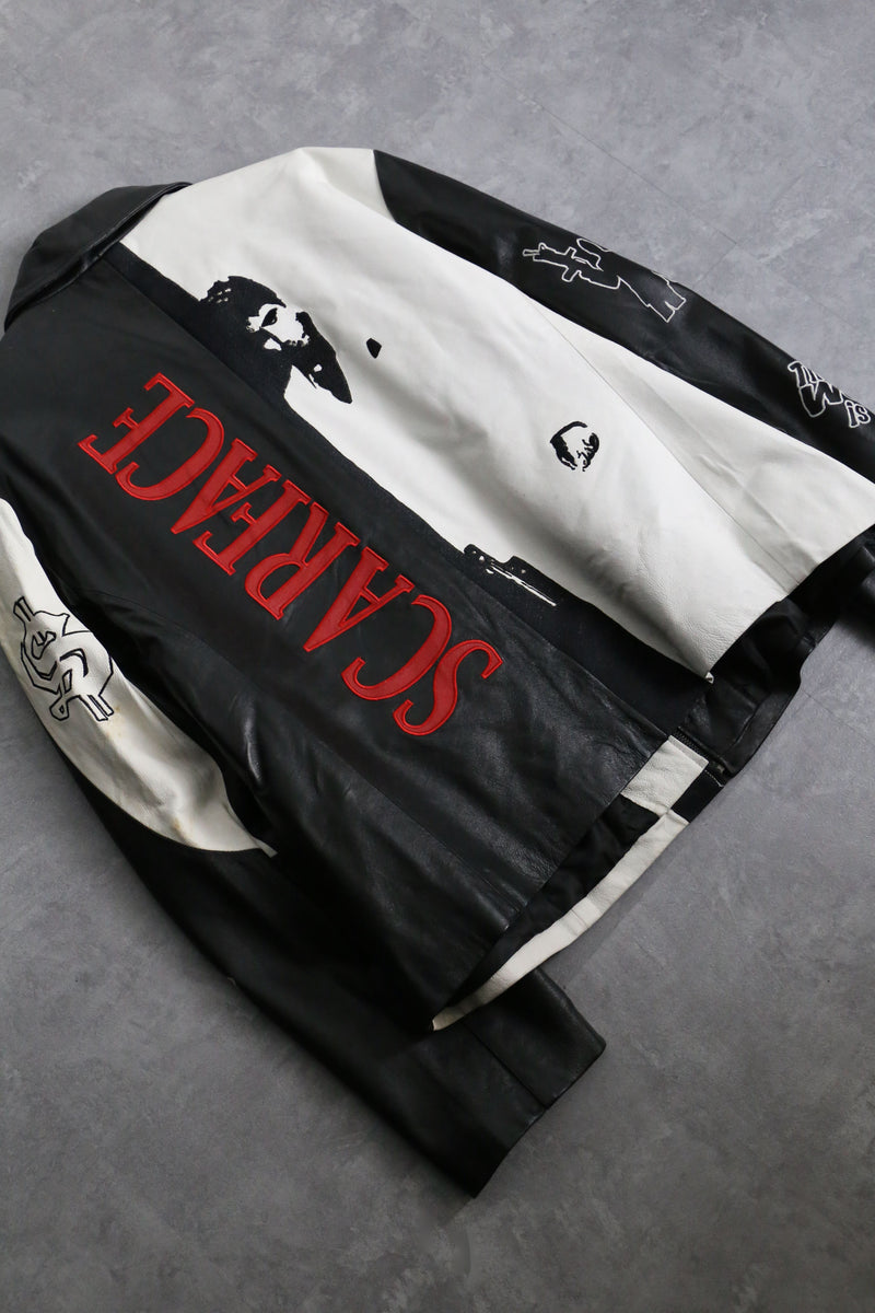 1990s "Scarface" leather bomber jacket