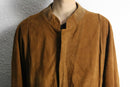 brown nubuck leather zip blouson