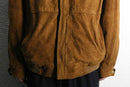 brown nubuck leather zip blouson