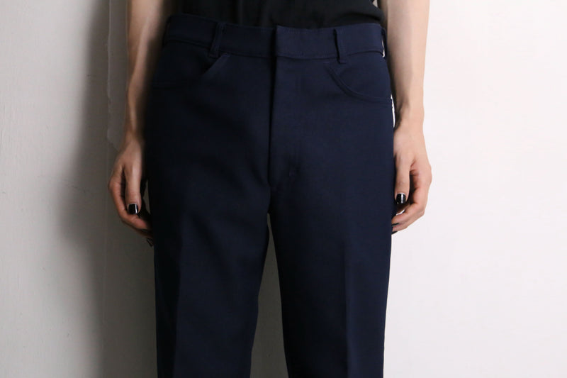 navy flare poly slacks