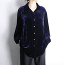 damask velour open collar shirt