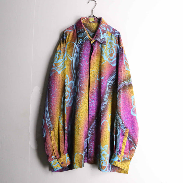 aurora color artistic pattern sheer shirt
