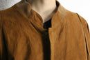 brown nubuck leather zip blouson