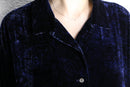 damask velour open collar shirt