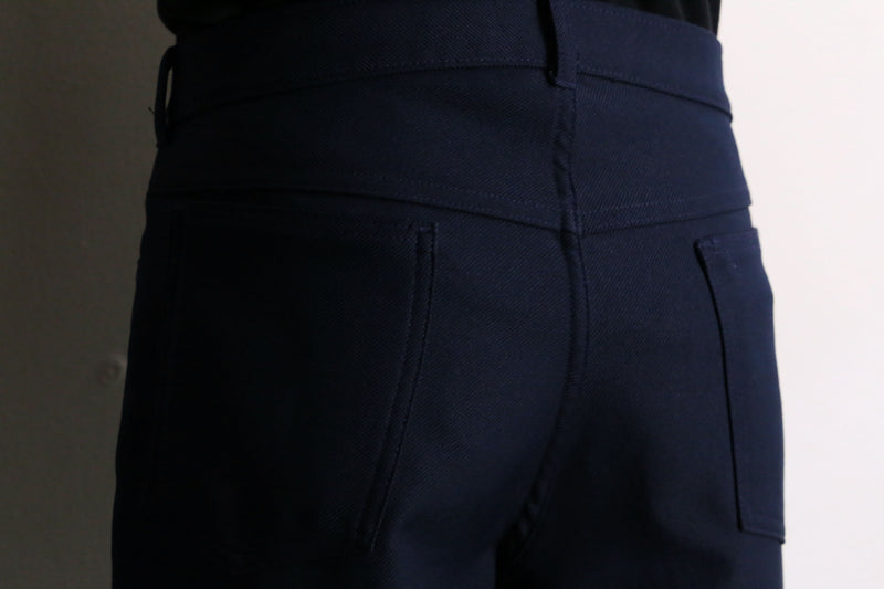 navy flare poly slacks