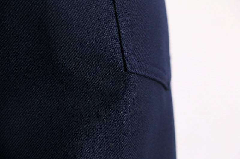 navy flare poly slacks