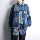 “GOOUCH” abstract patchwork linen shirt