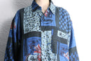 “GOOUCH” abstract patchwork linen shirt