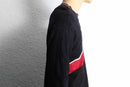 black×red slash front design knit