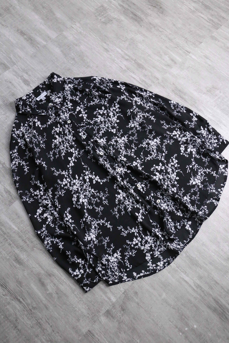 梅 motif design sheer shirt