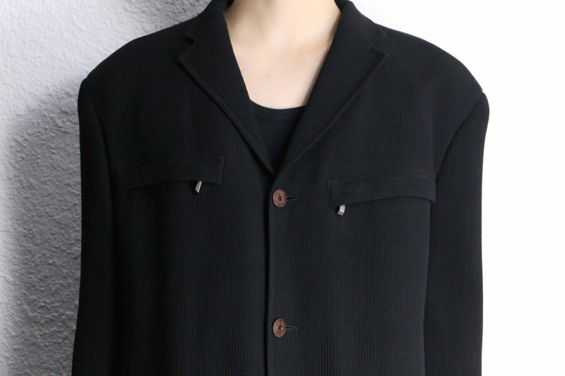 black pleats gimmick tailored jacket