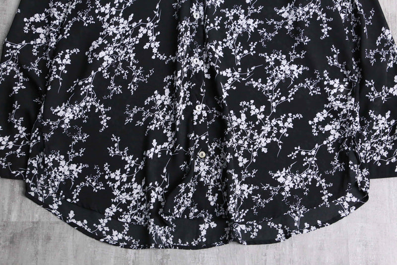 梅 motif design sheer shirt