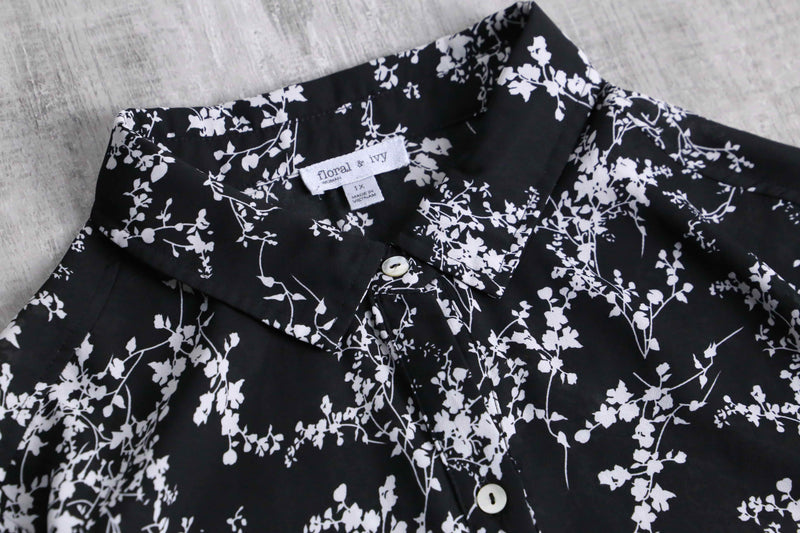 梅 motif design sheer shirt