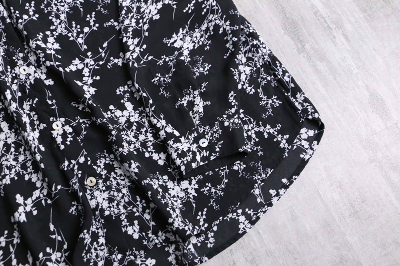 梅 motif design sheer shirt