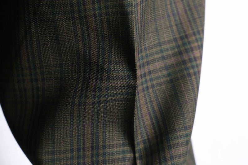 brown base tartan check wide tapered trousers