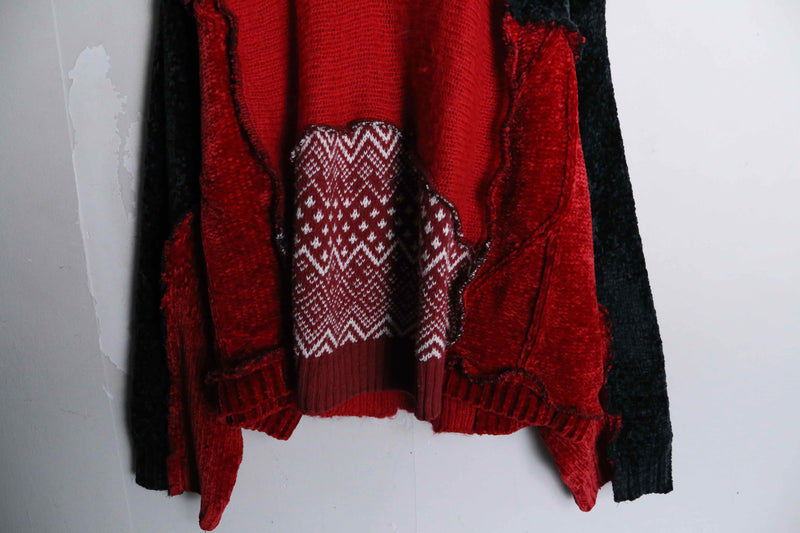 "Re:make" different material patchwork design knit