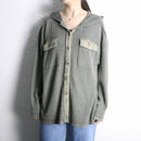 rib knit switching hooded jacket