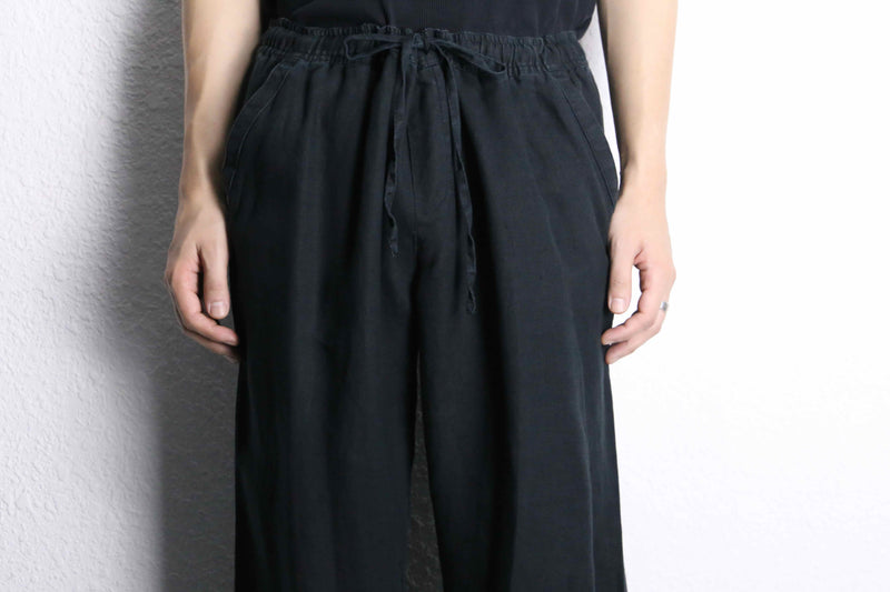 black linen wide easy pants