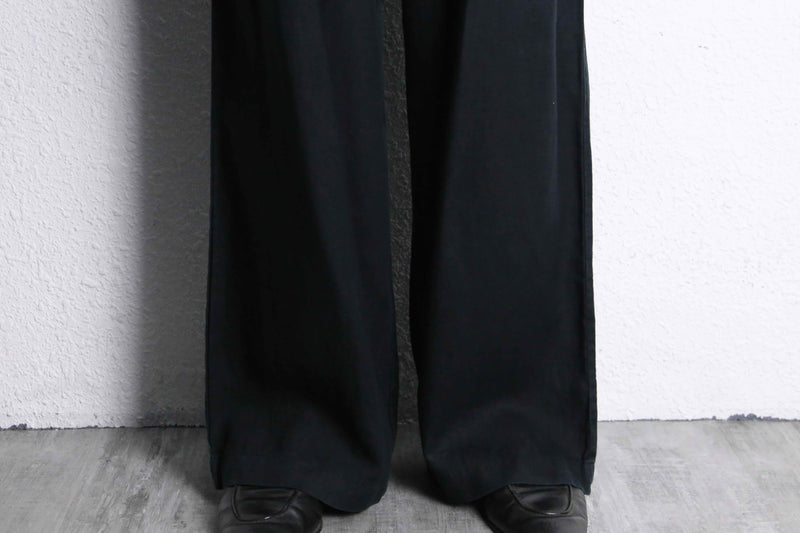 black linen wide easy pants